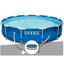 Kit Piscine Tubulaire Intex Metal Frame Ronde 3,66 X 0,76 M + Bâche De Protection - Bleu -Piscine Soldes Boutique 10541361 2