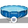 Kit Piscine Tubulaire Intex Metal Frame Ronde 3,66 X 0,76 M + 6 Cartouches De Filtration - Bleu