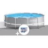 Kit Piscine Tubulaire Intex Prism Frame Ronde 3,66 X 1,22 M + 6 Cartouches De Filtration - Gris