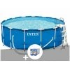 Kit Piscine Tubulaire Intex Metal Frame Ronde 4,57 X 1,22 M + 6 Cartouches De Filtration - Bleu