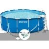 Kit Piscine Tubulaire Intex Metal Frame Ronde 4,57 X 1,22 M + Kit De Traitement Au Chlore - Bleu