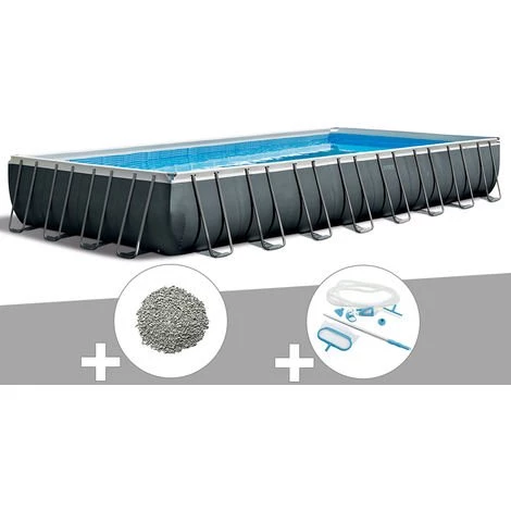 Kit Piscine Tubulaire Intex Ultra XTR Frame Rectangulaire 9,75 X 4,88 X 1,32 M + 20 Kg De Zéolite + Kit D'entretien - Gris 3 Kit Piscine Tubulaire Intex Ultra XTR Frame Rectangulaire 9,75 X 4,88 X 1,32 M + 20 Kg De Zéolite + Kit D'entretien - Gris