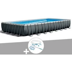 Kit Piscine Tubulaire Intex Ultra XTR Frame Rectangulaire 9,75 X 4,88 X 1,32 M + Kit D'entretien - Gris