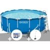 Kit Piscine Tubulaire Intex Metal Frame Ronde 4,57 X 1,22 M + 6 Cartouches De Filtration + Douche Solaire - Bleu