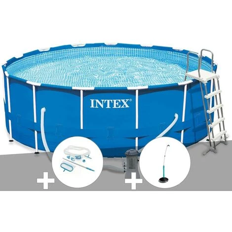 Kit Piscine Tubulaire Intex Metal Frame Ronde 4,57 X 1,22 M + Kit D'entretien + Douche Solaire - Bleu 3 Kit Piscine Tubulaire Intex Metal Frame Ronde 4,57 X 1,22 M + Kit D'entretien + Douche Solaire - Bleu