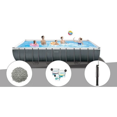 Kit Piscine Tubulaire Intex Ultra XTR Frame Rectangulaire 7,32 X 3,66 X 1,32 M + 20 Kg De Zéolite + Kit De Traitement Au Chlore + Douche Solaire - Gris 3 Kit Piscine Tubulaire Intex Ultra XTR Frame Rectangulaire 7,32 X 3,66 X 1,32 M + 20 Kg De Zéolite + Kit De Traitement Au Chlore + Douche Solaire - Gris