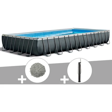 Kit Piscine Tubulaire Intex Ultra XTR Frame Rectangulaire 9,75 X 4,88 X 1,32 M + 20 Kg De Zéolite + Douche Solaire - Gris 3 Kit Piscine Tubulaire Intex Ultra XTR Frame Rectangulaire 9,75 X 4,88 X 1,32 M + 20 Kg De Zéolite + Douche Solaire - Gris