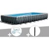 Kit Piscine Tubulaire Intex Ultra XTR Frame Rectangulaire 9,75 X 4,88 X 1,32 M + Kit D'entretien + Douche Solaire - Gris