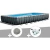 Kit Piscine Tubulaire Intex Ultra XTR Frame Rectangulaire 9,75 X 4,88 X 1,32 M + 20 Kg De Zéolite + Kit De Traitement Au Chlore - Gris