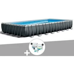 Kit Piscine Tubulaire Intex Ultra XTR Frame Rectangulaire 9,75 X 4,88 X 1,32 M + Kit De Traitement Au Chlore - Gris