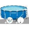 Kit Piscine Tubulaire Intex Metal Frame Ronde 4,57 X 1,22 M + Kit De Traitement Au Chlore + Douche Solaire - Bleu -Piscine Soldes Boutique 11122411 1
