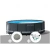 Kit Piscine Tubulaire Intex Ultra XTR Frame Ronde 5,49 X 1,32 M + 20 Kg De Zéolite + Kit De Traitement Au Chlore - Gris