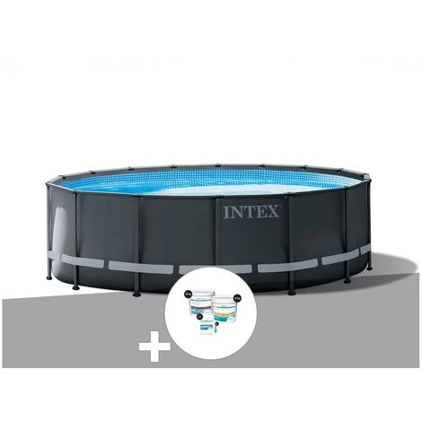 Kit Piscine Tubulaire Intex Ultra XTR Frame Ronde 5,49 X 1,32 M + Kit De Traitement Au Chlore - Gris 3 Kit Piscine Tubulaire Intex Ultra XTR Frame Ronde 5,49 X 1,32 M + Kit De Traitement Au Chlore - Gris