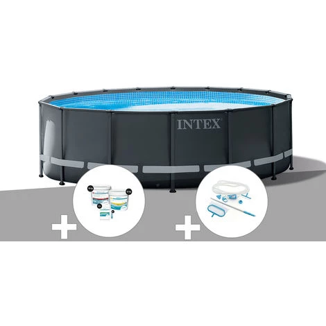 Kit Piscine Tubulaire Intex Ultra XTR Frame Ronde 5,49 X 1,32 M + Kit De Traitement Au Chlore + Kit D'entretien - Gris 3 Kit Piscine Tubulaire Intex Ultra XTR Frame Ronde 5,49 X 1,32 M + Kit De Traitement Au Chlore + Kit D'entretien - Gris