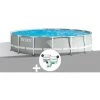 Kit Piscine Tubulaire Intex Prism Frame Ronde 4,57 X 1,22 M + Kit De Traitement Au Chlore - Gris