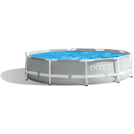 Kit Piscine Tubulaire Intex Prism Frame Ronde 3,05 X 0,76 M + Kit De Traitement Au Chlore - Gris 4 Kit Piscine Tubulaire Intex Prism Frame Ronde 3,05 X 0,76 M + Kit De Traitement Au Chlore - Gris – Image 2