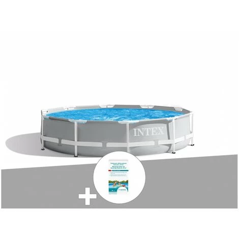 Kit Piscine Tubulaire Intex Prism Frame Ronde 3,66 X 0,76 M + Kit De Traitement Au Chlore - Gris 4 Kit Piscine Tubulaire Intex Prism Frame Ronde 3,66 X 0,76 M + Kit De Traitement Au Chlore - Gris – Image 2