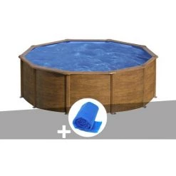 Kit Piscine Acier Aspect Bois Gré Sicilia Ronde 3,20 X 1,22 M + Bâche à Bulles - Aspectbois