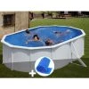 Kit Piscine Acier Blanc Gré Bora Bora Ovale 5,27 X 3,27 X 1,22 M + Bâche à Bulles - Blanc