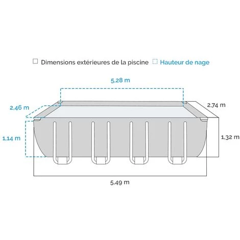 Piscine Tubulaire Intex Ultra XTR 5,49 X 2,74 X 1,32 M - Gris 5 Piscine Tubulaire Intex Ultra XTR 5,49 X 2,74 X 1,32 M - Gris – Image 3