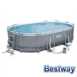 BESTWAY Piscine Tubulaire Ovale Power Steel 4.27 X 2.50 X H.1.00m - Filtre à Cartouche