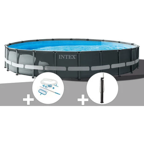 Kit Piscine Tubulaire Intex Ultra XTR Frame Ronde 7,32 X 1,32 M + Kit D'entretien + Douche Solaire - Gris 3 Kit Piscine Tubulaire Intex Ultra XTR Frame Ronde 7,32 X 1,32 M + Kit D'entretien + Douche Solaire - Gris