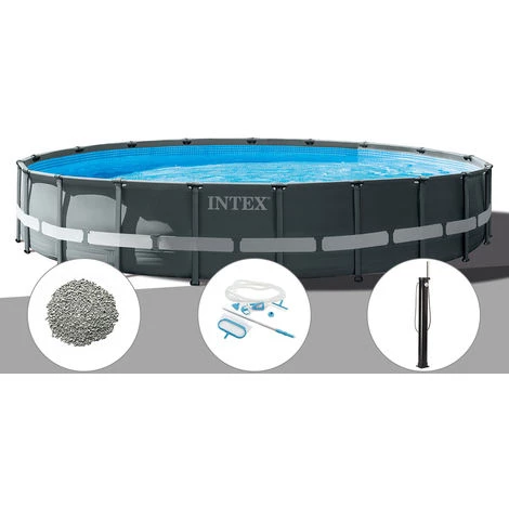Kit Piscine Tubulaire Intex Ultra XTR Frame Ronde 7,32 X 1,32 M + 30 Kg De Zéolite + Kit D'entretien + Douche Solaire - Gris 3 Kit Piscine Tubulaire Intex Ultra XTR Frame Ronde 7,32 X 1,32 M + 30 Kg De Zéolite + Kit D'entretien + Douche Solaire - Gris