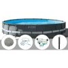 Kit Piscine Tubulaire Intex Ultra XTR Frame Ronde 6,10 X 1,22 M + 20 Kg De Zéolite + Kit D'entretien + Kit De Traitement Au Chlore + Douche Solaire - Gris