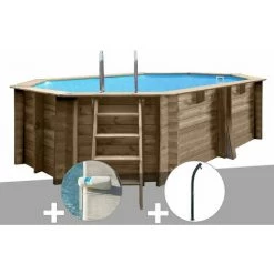 Kit Piscine Bois Gré Grenade 4,36 X 3,36 X 1,17 M + Alarme + Douche