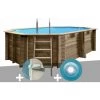 Kit Piscine Bois Gré Grenade 4,36 X 3,36 X 1,17 M + Alarme + Spot