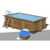 Kit Piscine Bois Gré Marbella 4,20 X 2,70 X 1,17 M + Bâche à Bulles