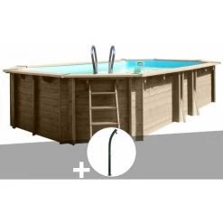 Kit Piscine Bois Gré Safran 6,20 X 3,95 X 1,36 M + Douche