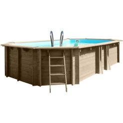 Kit Piscine Bois Gré Safran 6,20 X 3,95 X 1,36 M + Douche -Piscine Soldes Boutique 11865785 3