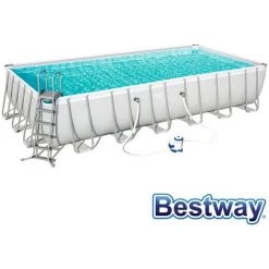 BESTWAY Piscine Tubulaire Rectangle Power Steel 7.32 X 3.66 X H.1.32m - Filtre à Sable