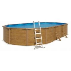 TRIGANO Piscine Hors Sol Acier Ovale 7,60 X 4,55 X 1,20 M Aspect Bois CANYON