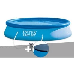 Kit Piscine Autoportée Intex Easy Set 3,96 X 0,84 M + Bâche De Protection - Bleu