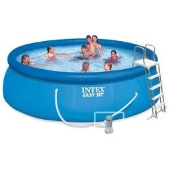 Kit Piscine Hors Sol Autoportante INTEX Easy Set - 457.2 X 121.92 Cm - Ronde (Inclus Bâche. échelle. Tapis De Sol Et épurateur)