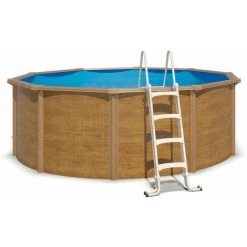 TRIGANO Piscine Hors Sol Acier Ronde Ø 3,65 X 1,20 M Aspect Bois CANYON