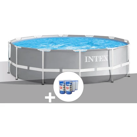 Kit Piscine Tubulaire Intex Prism Frame Ronde 3,66 X 0,99 M + 6 Cartouches De Filtration - Gris 3 Kit Piscine Tubulaire Intex Prism Frame Ronde 3,66 X 0,99 M + 6 Cartouches De Filtration - Gris
