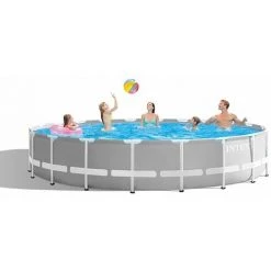 Piscine Tubulaire Ronde Intex Prism Frame 6,10 X 1,32 M - Gris