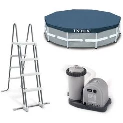 Piscine Tubulaire Ronde Intex Prism Frame 6,10 X 1,32 M - Gris -Piscine Soldes Boutique 13317104 5