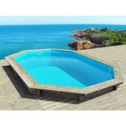 HABITAT ET JARDIN Piscine Bois " Cancun " - 6.53 X 4.41 X 1.45 M