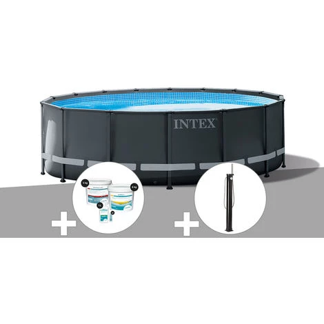 Kit Piscine Tubulaire Intex Ultra XTR Frame Ronde 4,88 X 1,22 M + Kit De Traitement Au Chlore + Douche Solaire - Gris 3 Kit Piscine Tubulaire Intex Ultra XTR Frame Ronde 4,88 X 1,22 M + Kit De Traitement Au Chlore + Douche Solaire - Gris