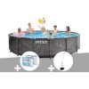 Kit Piscine Tubulaire Intex Baltik Ronde 4,57 X 1,22 M + 6 Cartouches De Filtration + Douche Solaire - Gris