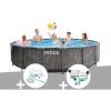 Kit Piscine Tubulaire Intex Baltik Ronde 4,57 X 1,22 M + Kit D'entretien + Kit De Traitement Au Chlore - Gris