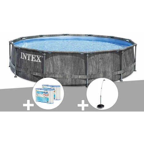 Kit Piscine Tubulaire Intex Baltik Ronde 5,49 X 1,22 M + 6 Cartouches De Filtration + Douche Solaire - Gris 3 Kit Piscine Tubulaire Intex Baltik Ronde 5,49 X 1,22 M + 6 Cartouches De Filtration + Douche Solaire - Gris