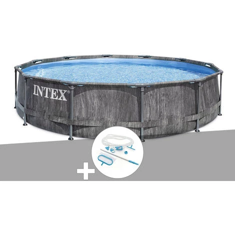 Kit Piscine Tubulaire Intex Baltik Ronde 5,49 X 1,22 M + Kit D'entretien - Gris 3 Kit Piscine Tubulaire Intex Baltik Ronde 5,49 X 1,22 M + Kit D'entretien - Gris