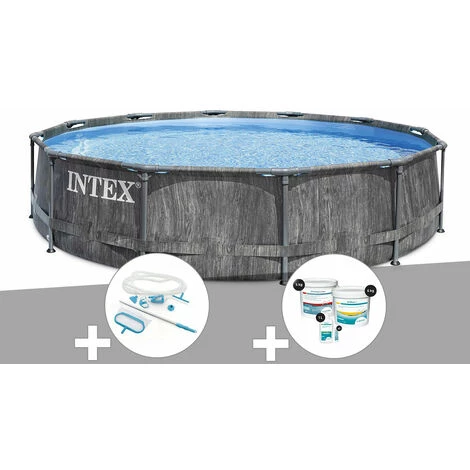 Kit Piscine Tubulaire Intex Baltik Ronde 5,49 X 1,22 M + Kit D'entretien + Kit De Traitement Au Chlore - Gris 3 Kit Piscine Tubulaire Intex Baltik Ronde 5,49 X 1,22 M + Kit D'entretien + Kit De Traitement Au Chlore - Gris