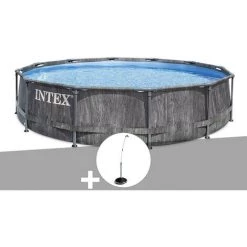 Kit Piscine Tubulaire Intex Baltik Ronde 5,49 X 1,22 M + Douche Solaire - Gris