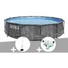 Kit Piscine Tubulaire Intex Baltik Ronde 5,49 X 1,22 M + Douche Solaire + Kit De Traitement Au Chlore - Gris